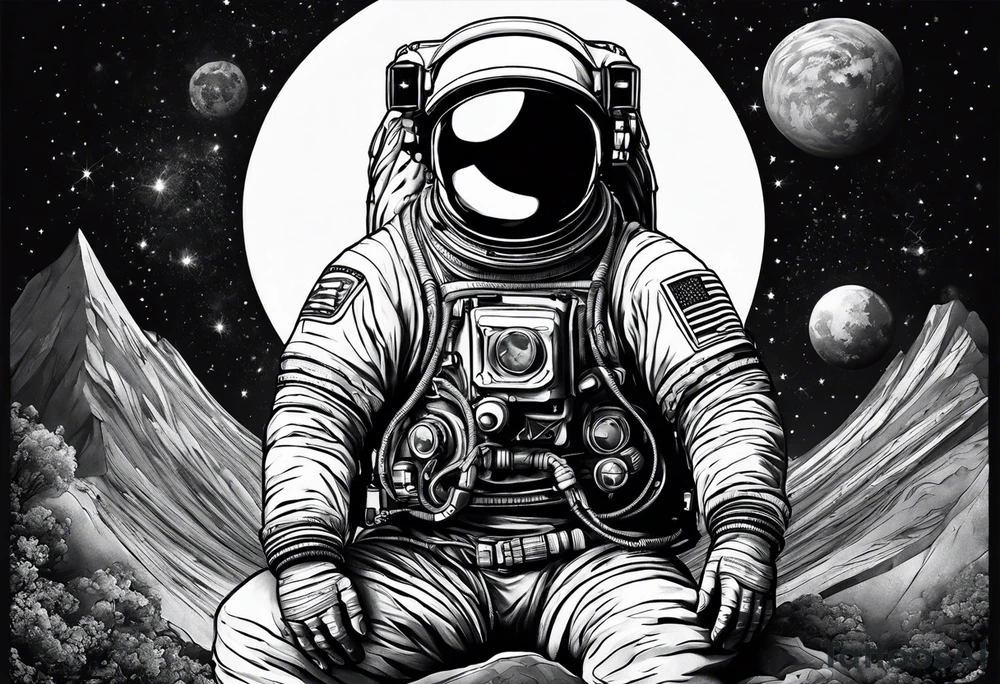 A meditating astronaut tattoo idea