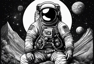 A meditating astronaut tattoo idea