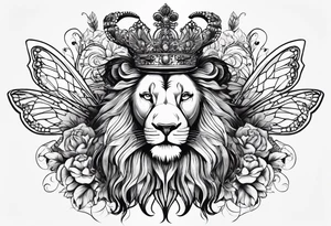 Bees, Lion, the word Papi with the date 4/15/23. tattoo idea