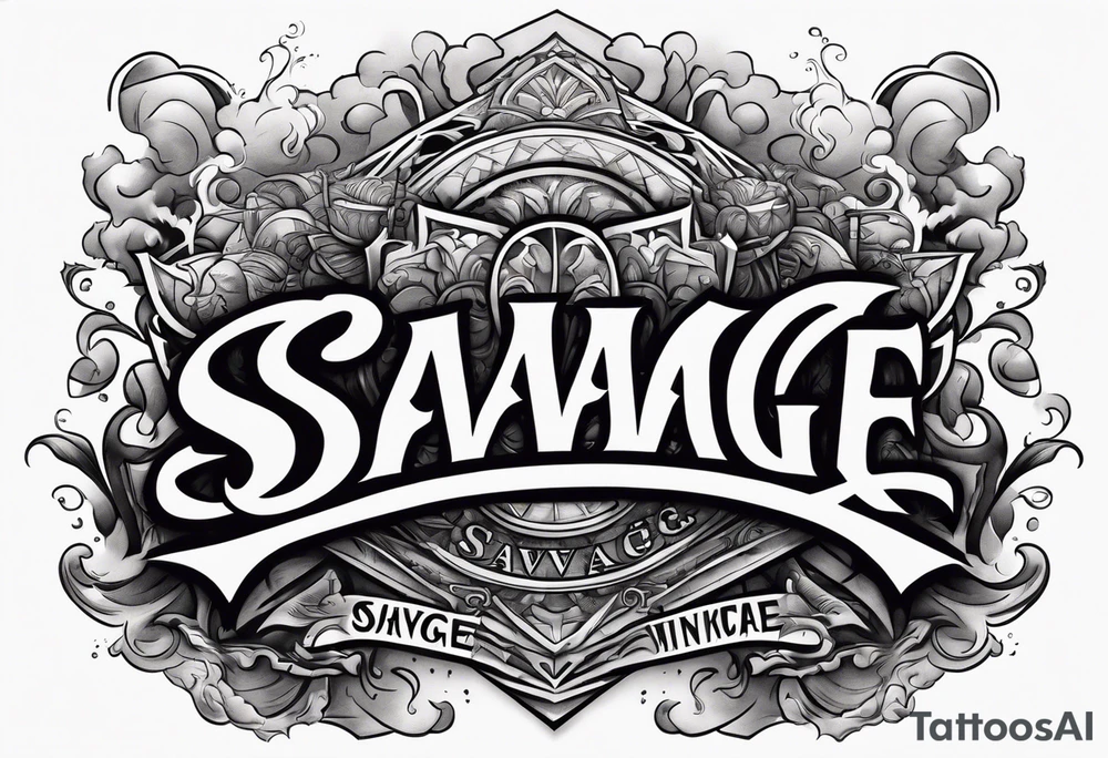 savage lettering money stacks rising smoke tattoo idea