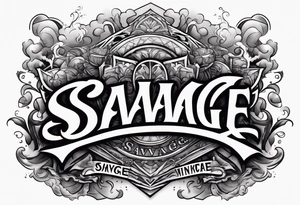 savage lettering money stacks rising smoke tattoo idea