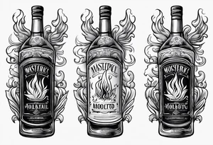 Flaming Molotov cocktail with rag tattoo idea