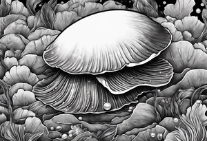 clam open with an pearl inside underwater tattoo idea