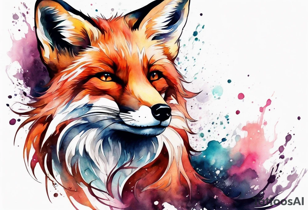 Watercolor fox tattoo idea