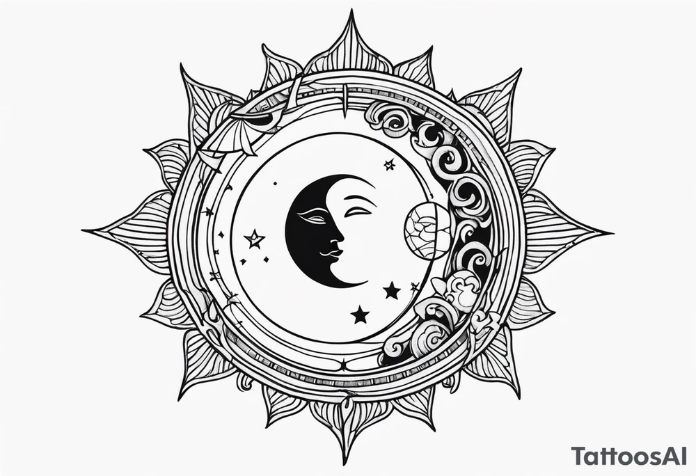 sun and moon tattoo idea