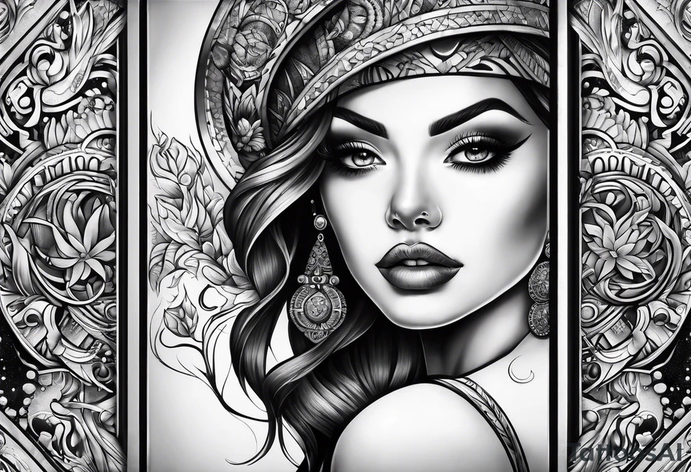 Chicano style sleeve about drugs family and women tattoo idea