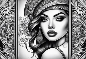Chicano style sleeve about drugs family and women tattoo idea