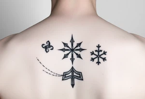 Crée-moi un tatouage minimaliste melant, un symbole de mer et un symbole de neige pour une femme tattoo idea