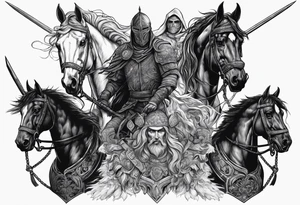 4 horseman of the apocalypse - Death, Famine, War, and Conquest tattoo idea