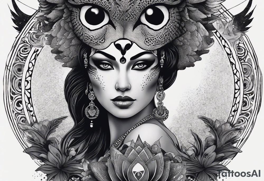 black kali, goddess pirate, alien, angel, pachamama, valkrye, warrior, flying, skull, lotus azul, wing, eagle, zenza resonance, stars, 5D, anahata chakra, death, durga, riding on a tiger, flying lady, kundalini, chest tatoo, samuri, rebel,s erpent tattoo idea