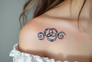 Delicate soft grays, blues, and whites, creating three triskelion spirals. tattoo idea