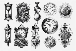 Generate a tattoo idea inspired by the concept of time and its fluidity, incorporating clockwork or hourglass imagery for a meaningful representation on the back of the forearm tattoo idea
