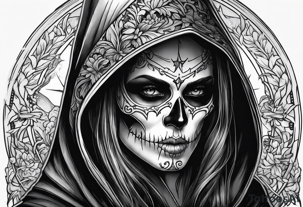 Female grim reaper tattoo idea