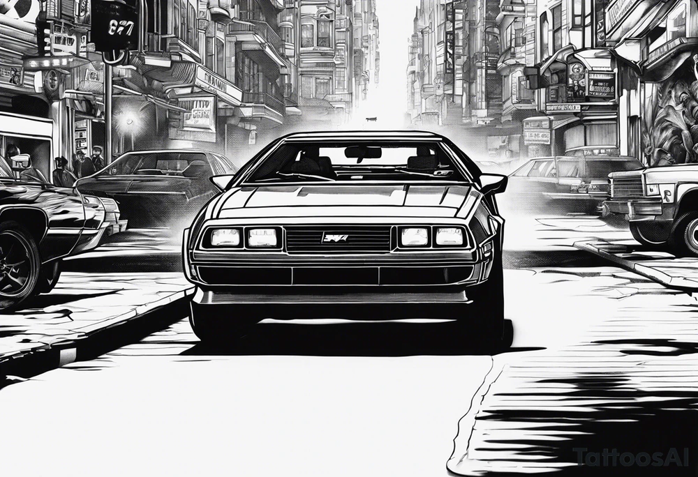 The matrix numbers, back to the future car, with fight club movie Tyler durden tattoo idea