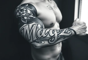 The name Magz in a very artistic style tattoo idea