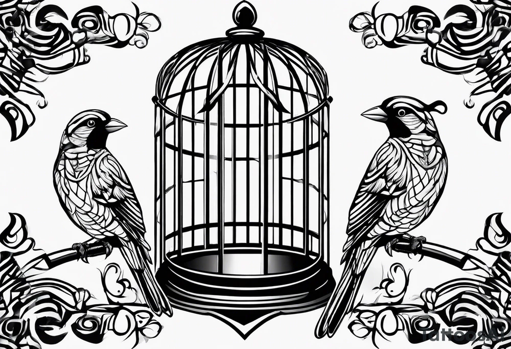 Empty bird cage tattoo idea