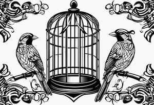 Empty bird cage tattoo idea