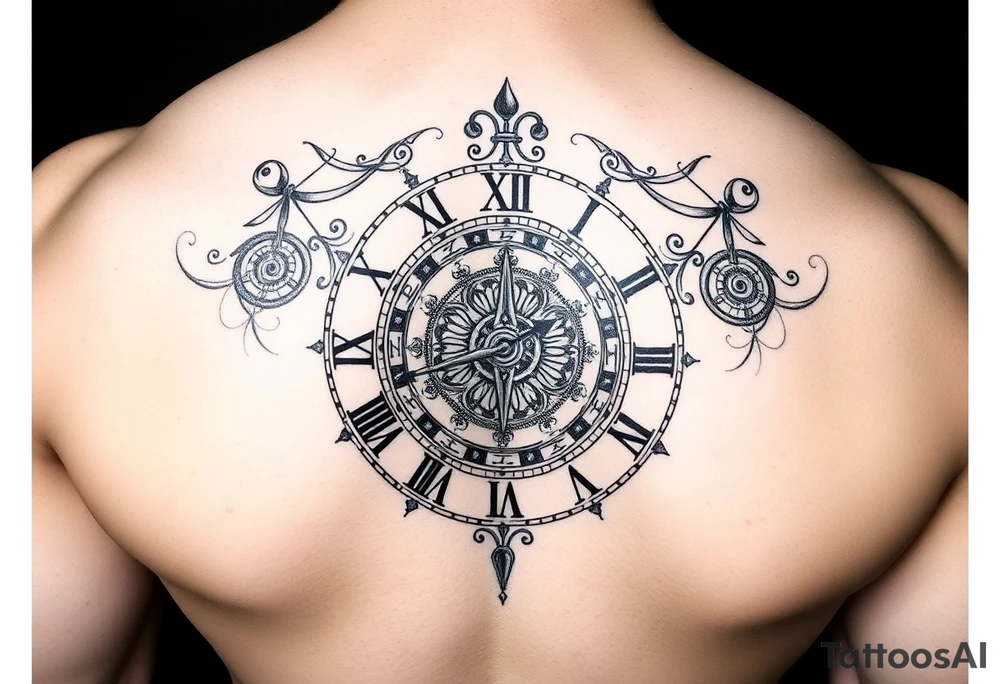 vintage roman numerals within ornate clockwork mechanism tattoo idea