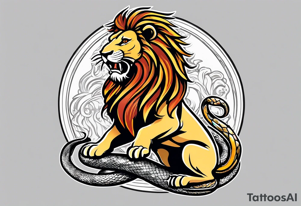 New school Scottish lion rampant with gadsden snake tattoo idea
