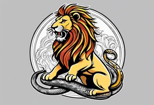 New school Scottish lion rampant with gadsden snake tattoo idea