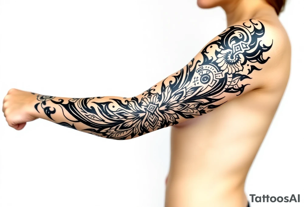 long mytical with ancient rhyme tattoo idea