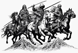 4 horseman of the apocalypse - Death, Famine, War, and Conquest tattoo idea