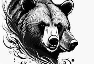 mother bear and cub teardrop shaped simple tattoo idea