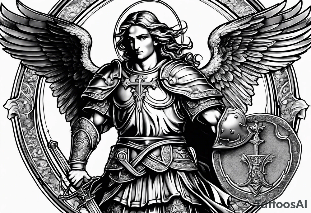 image of st michael the archangel with sword and shieldtattoo tattoo idea