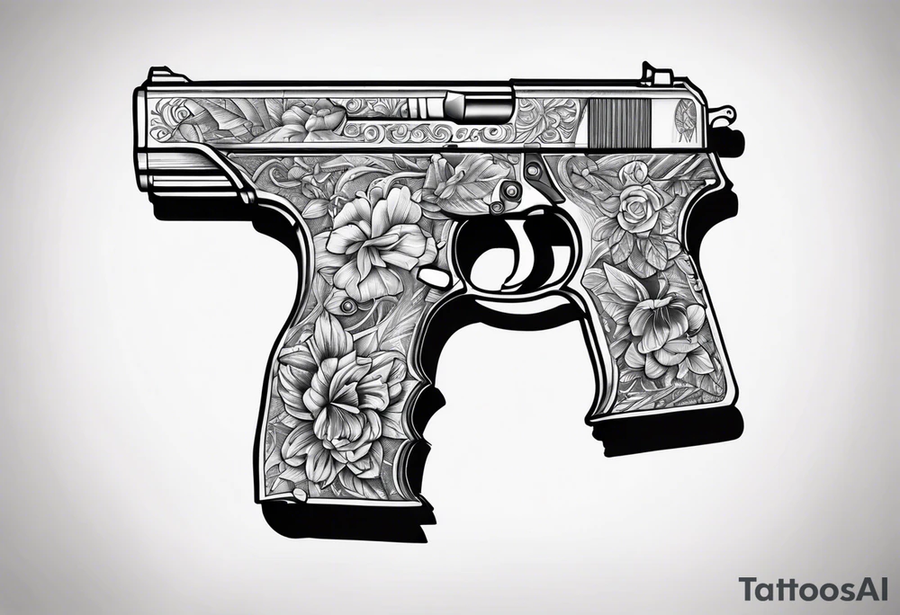 The letters AR with pistols on each side tattoo idea