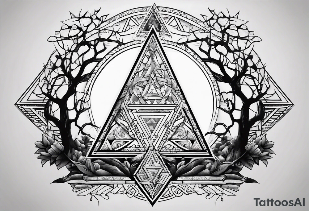 yggdrasil
3 line triangles behind tattoo idea