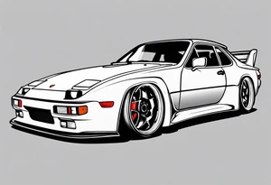 a porsche 944 racecar drifting tattoo idea