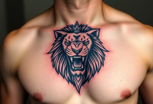 roaring lion crest tattoo idea