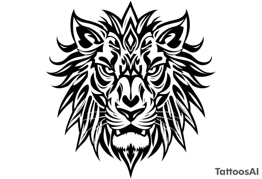 powerful majestic lion, close-up tattoo idea