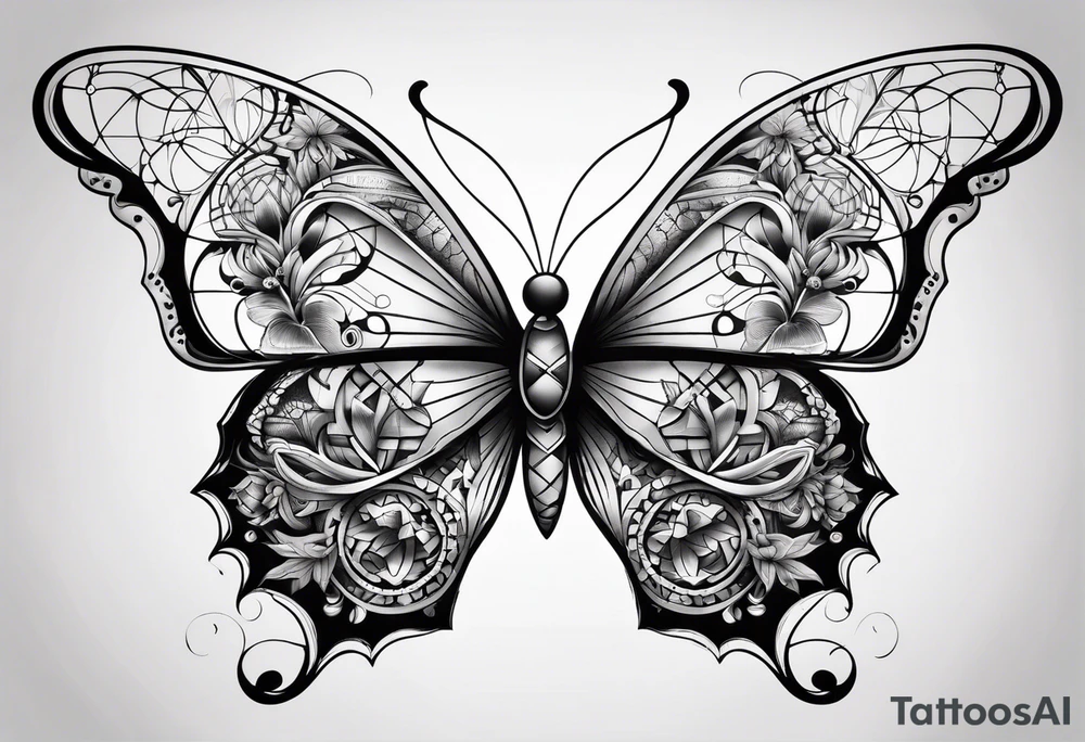 Butterfly with sacred geometry tattoo idea
