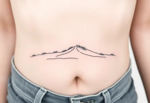 Landscape of sand dune (like in the north of France) in a minimalist style. We have to see the sea in the background tattoo idea