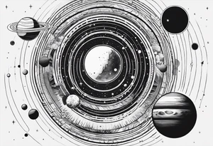a minimalist representation of the solar system tattoo idea