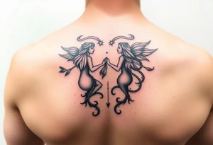 His and hers Aquarius twin flames tattoo idea