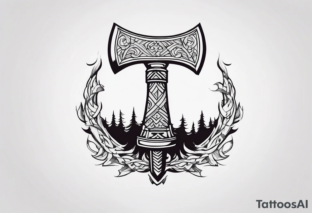 Viking hatchet tattoo idea