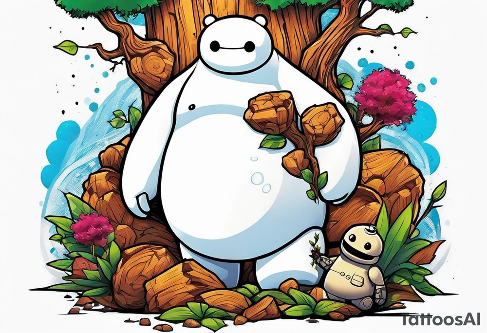 baymax beside groot tattoo idea