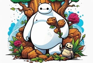 baymax beside groot tattoo idea