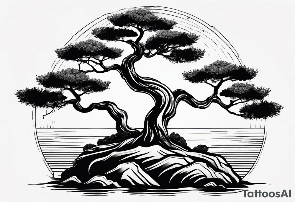 Sunset and little down bonsai trees tattoo idea Sunset and little down bonsai trees tattoo idea