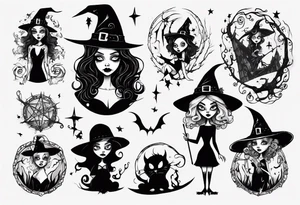 a Tim Burton-style witch tattoo idea