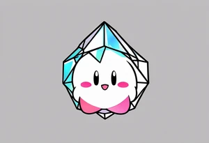 kirby smiling inside a shiny crystal tattoo idea