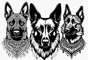 Belgian malinois, Scottish terrier, border collie, papillon tattoo idea