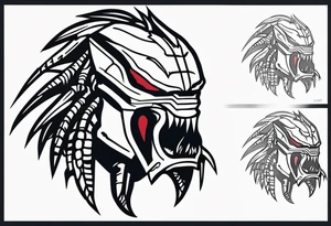 American traditional predator like movie predator tattoo idea