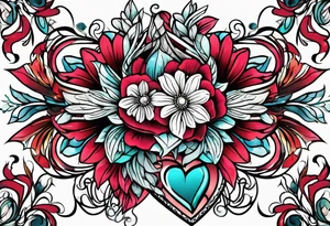 Floral, blessed virgin, abstract, beautiful, sacred heart, religious tattoo idea