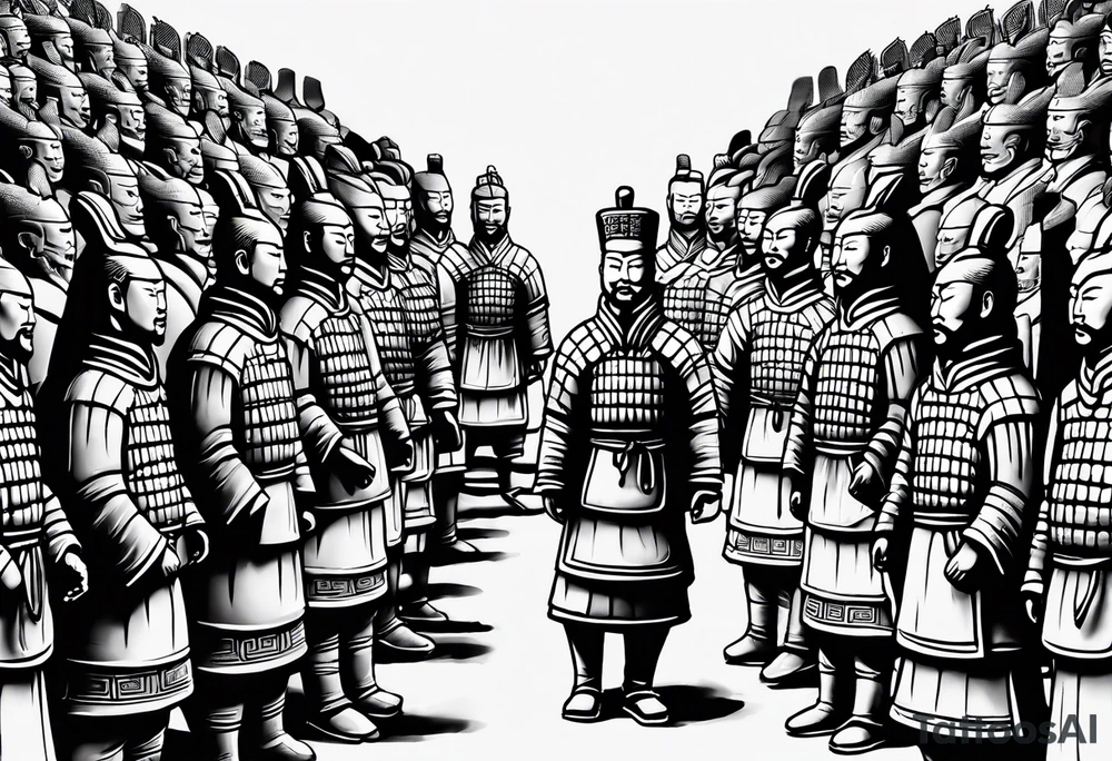 small terracotta warriors with backgruound tattoo idea