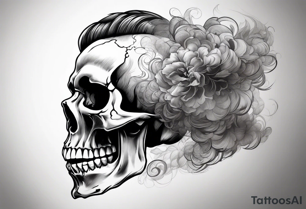 Skull from the side with smoke tattoo idea