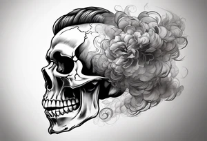 Skull from the side with smoke tattoo idea