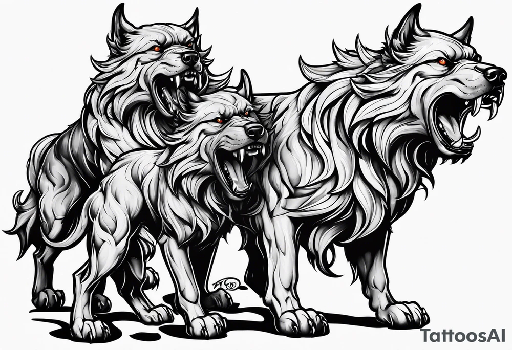 angry Cerberus tattoo idea